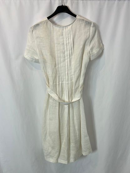 BURBERRY. White linen midi dress. Size 40