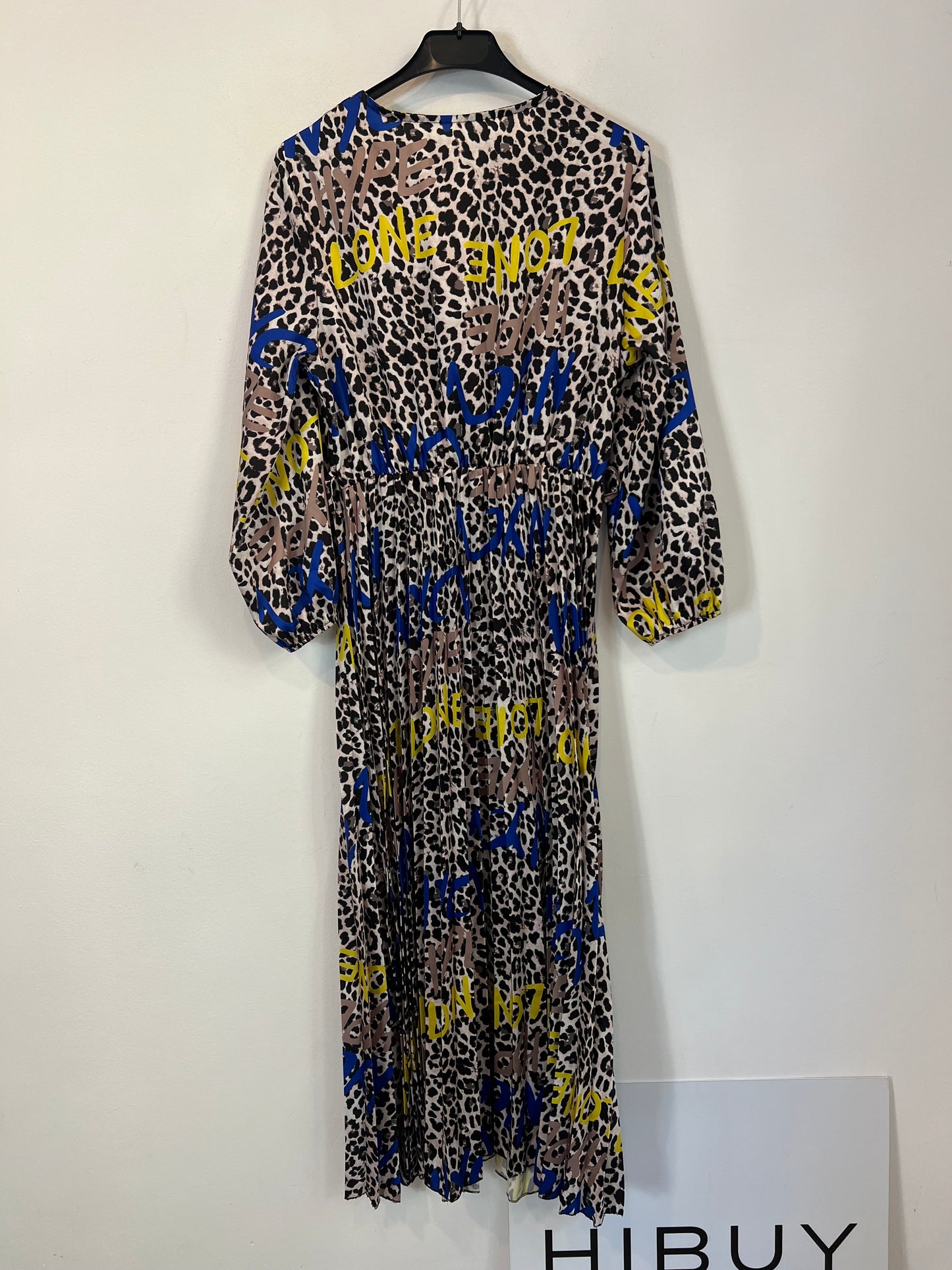 OTRAS. Vestido largo plisado animal print TU(S)