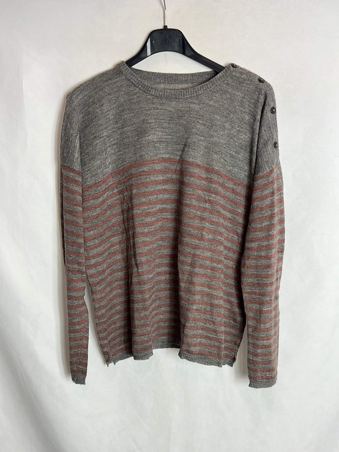 ESE O ESE. Jersey fino gris rayas. T M