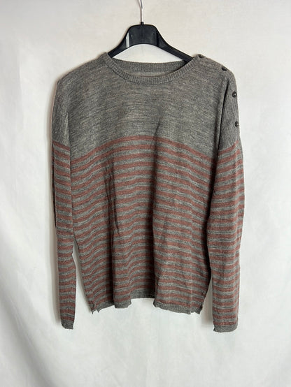 ESE O ESE. Jersey fino gris rayas. T M