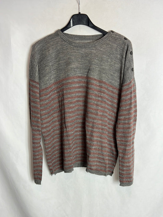 ESE O ESE. Jersey fino gris rayas. T M