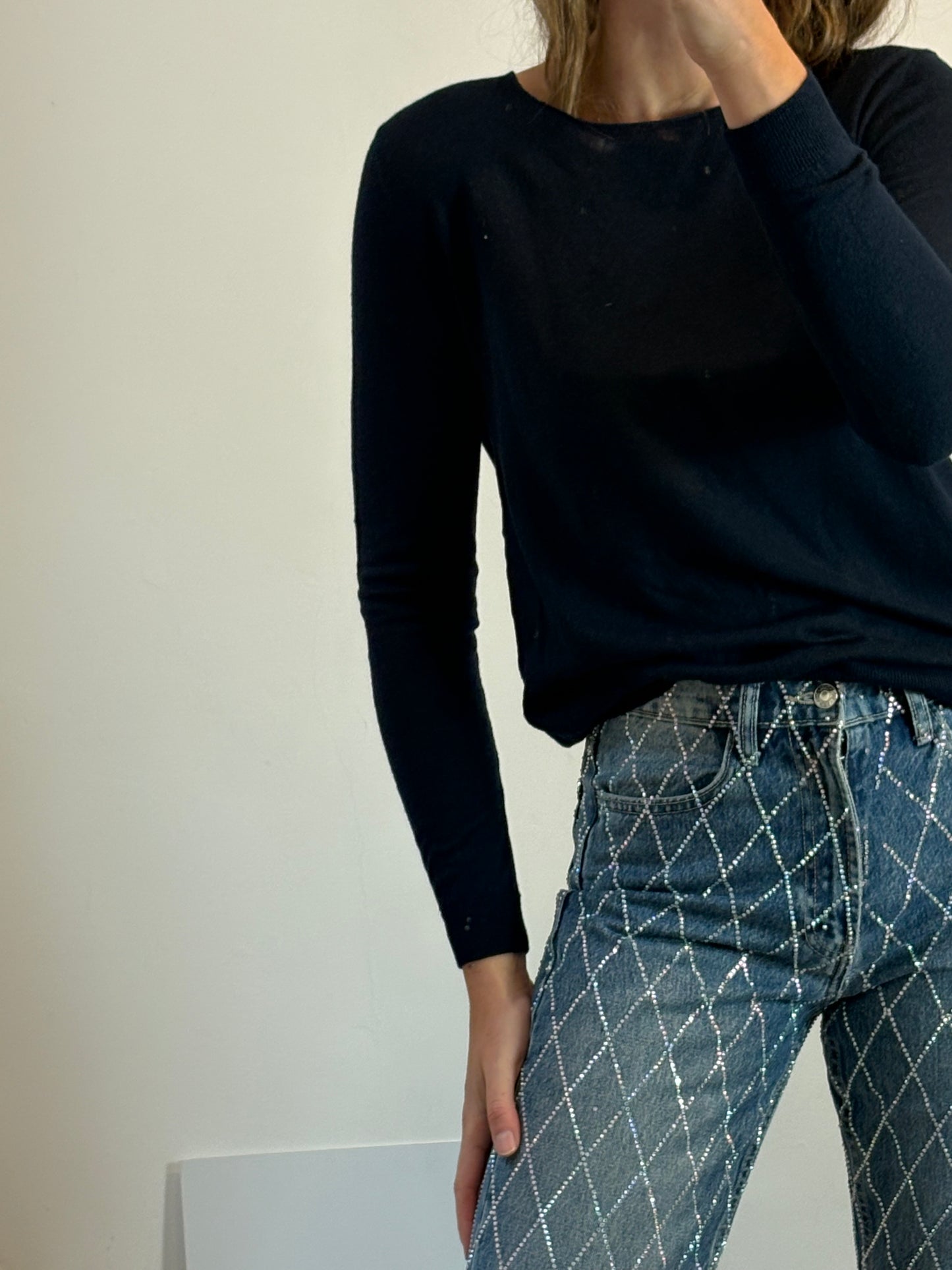 AMERICAN VINTAGE. Jersey azul marina con lana