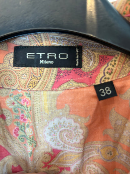 ETRO. Camisa salmón  estampada . T 34