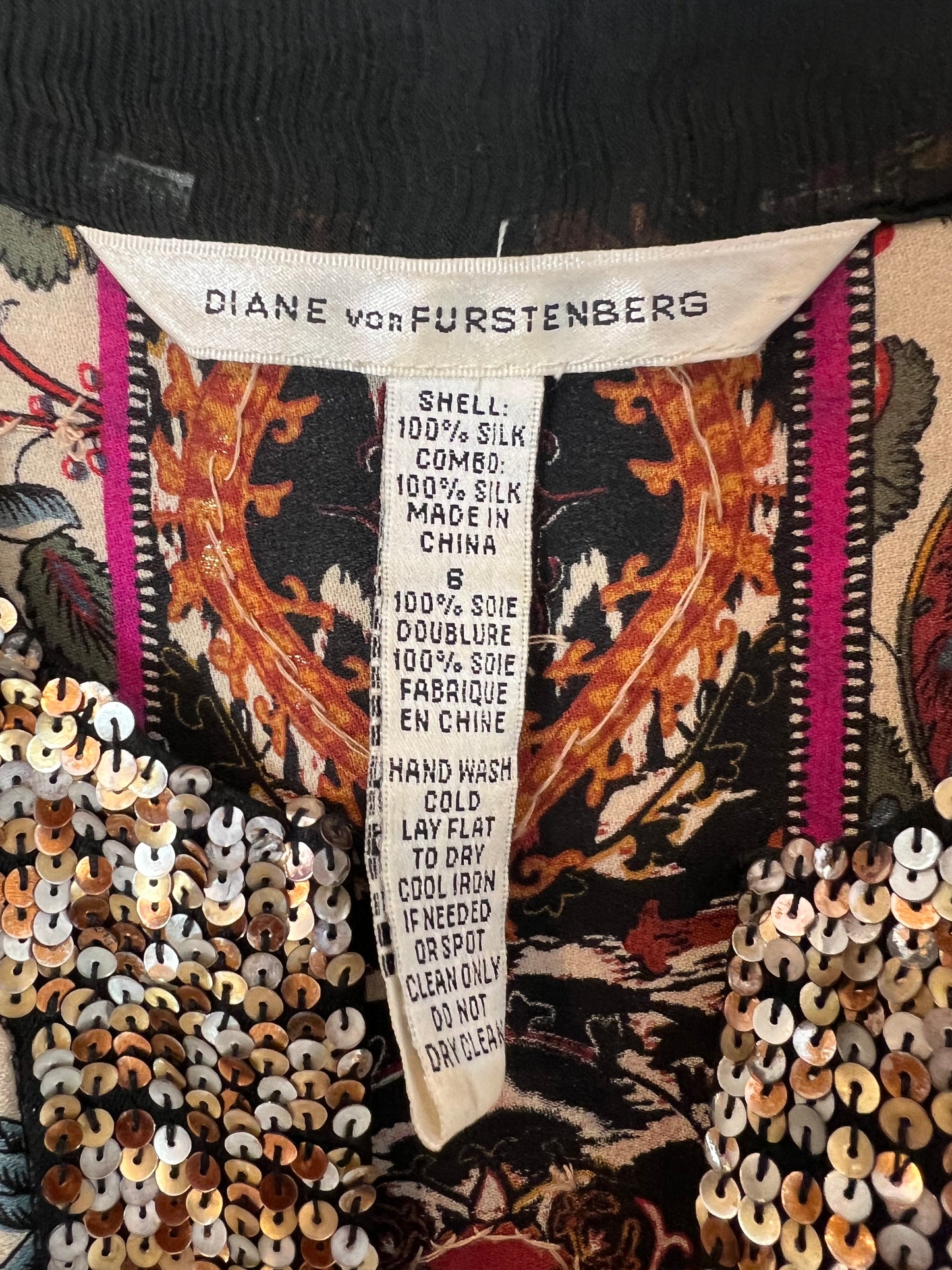 DIANE VON FURSTENBERG. Vestido midi seda estampado. T 8 (M)