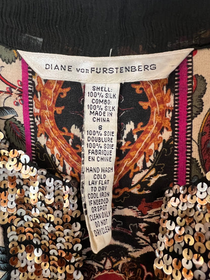 DIANE VON FURSTENBERG. Vestido midi seda estampado. T 8 (M)