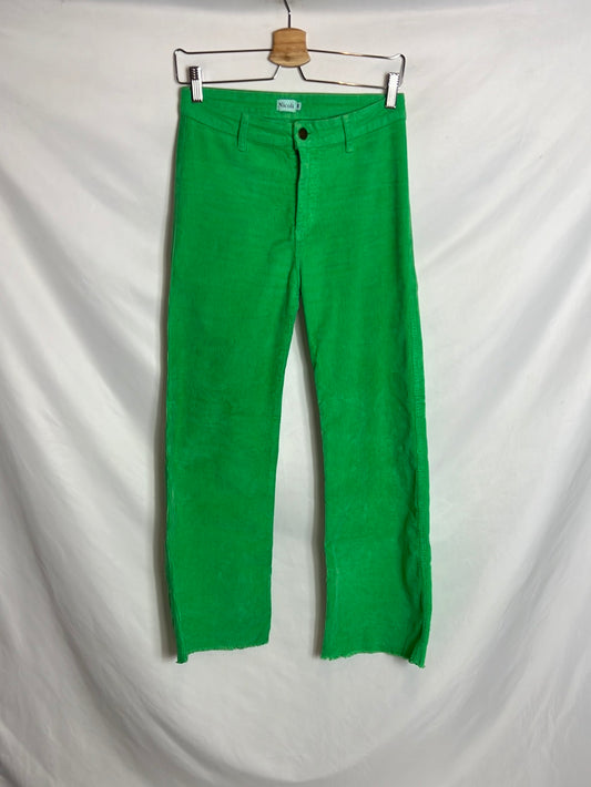 NICOLI. Pantalón culotte pana verde. T 34