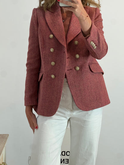 BARILOCHE. Blazer espiga roja y beige T.38