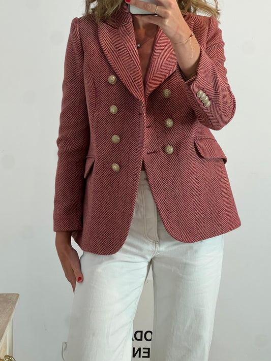 BARILOCHE. Blazer espiga roja y beige T.38