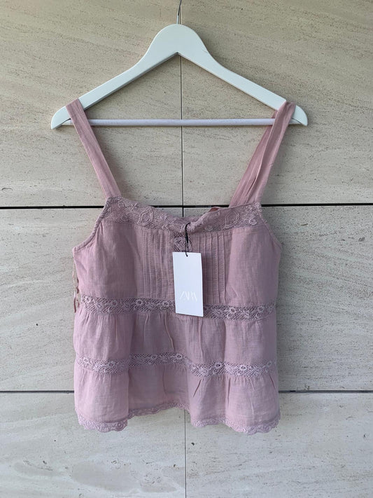 ZARA. Mustard textured back top. TS