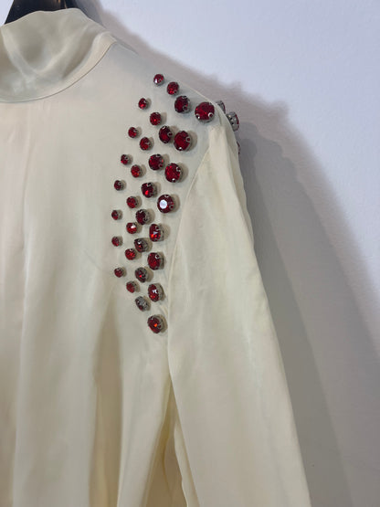 ZARA. Blusa satinada abalorios. T M