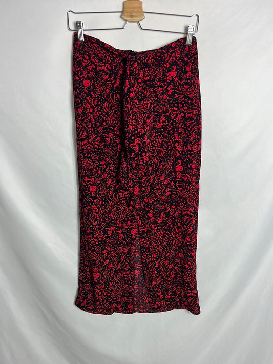 ZARA. Falda midi negra y roja apertura . T S