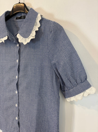 DAZY. Blusa azul cuadros mini. T M/L