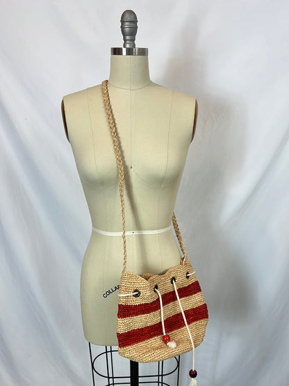 PETITE MENDIGOTE. Bolso rafia rayas