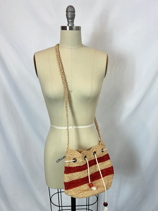 PETITE MENDIGOTE. Bolso rafia rayas