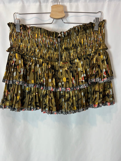 ISABEL MARANT. Printed pleated silk skirt. Size 38