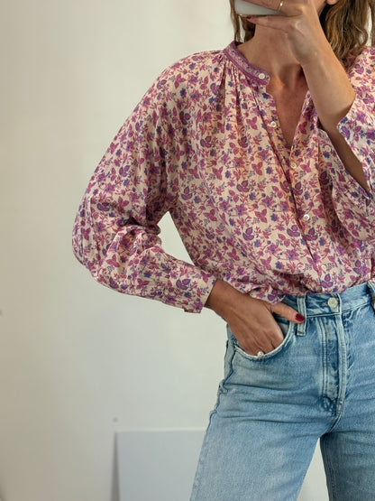 PETITE MENDIGOTE. Conjunto falda larga y blusa estampadas