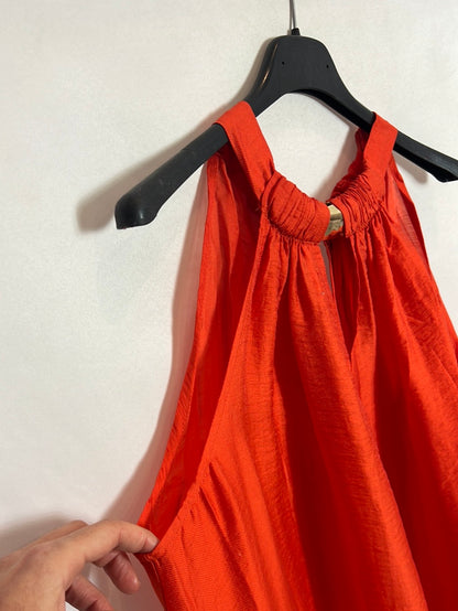 OTRAS. Vestido corto naranja brillos TU(S)