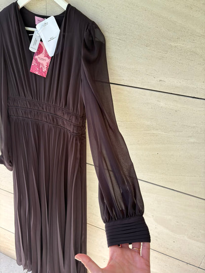 JUAN AVELLANEDA x SEEIOU. Vestido largo negro gasa