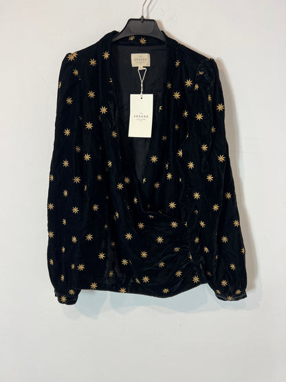 SÉZANE. Top negro terciopelo estrellas. T 40