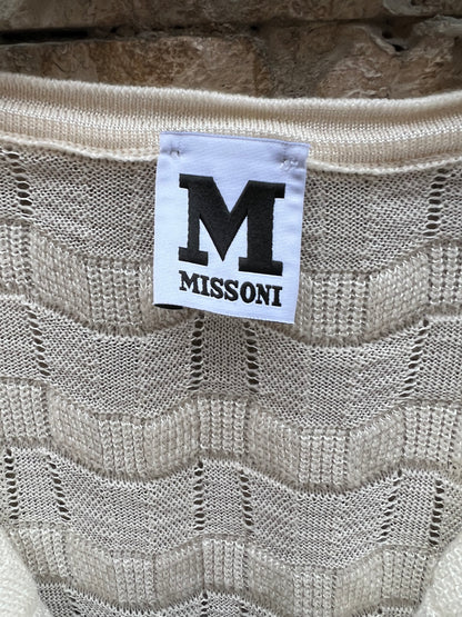 MISSONI. Beige knit top with sleeve detail. TM 