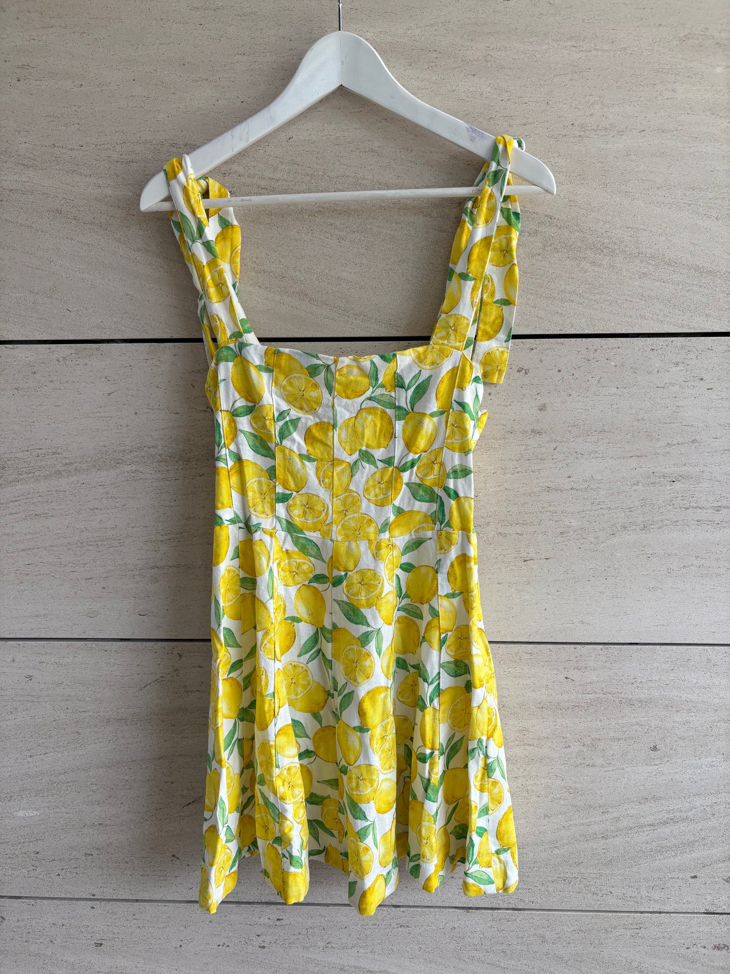 ZARA. Short lemon dress with linen. TS