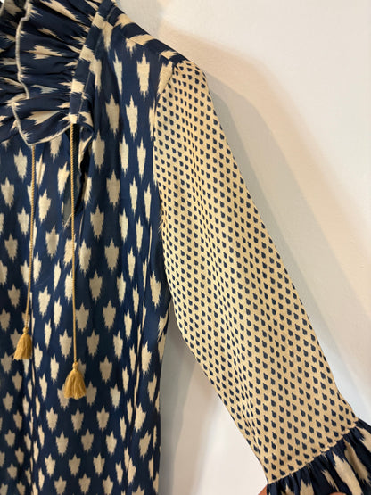 BYAN. Long blue printed Ts dress