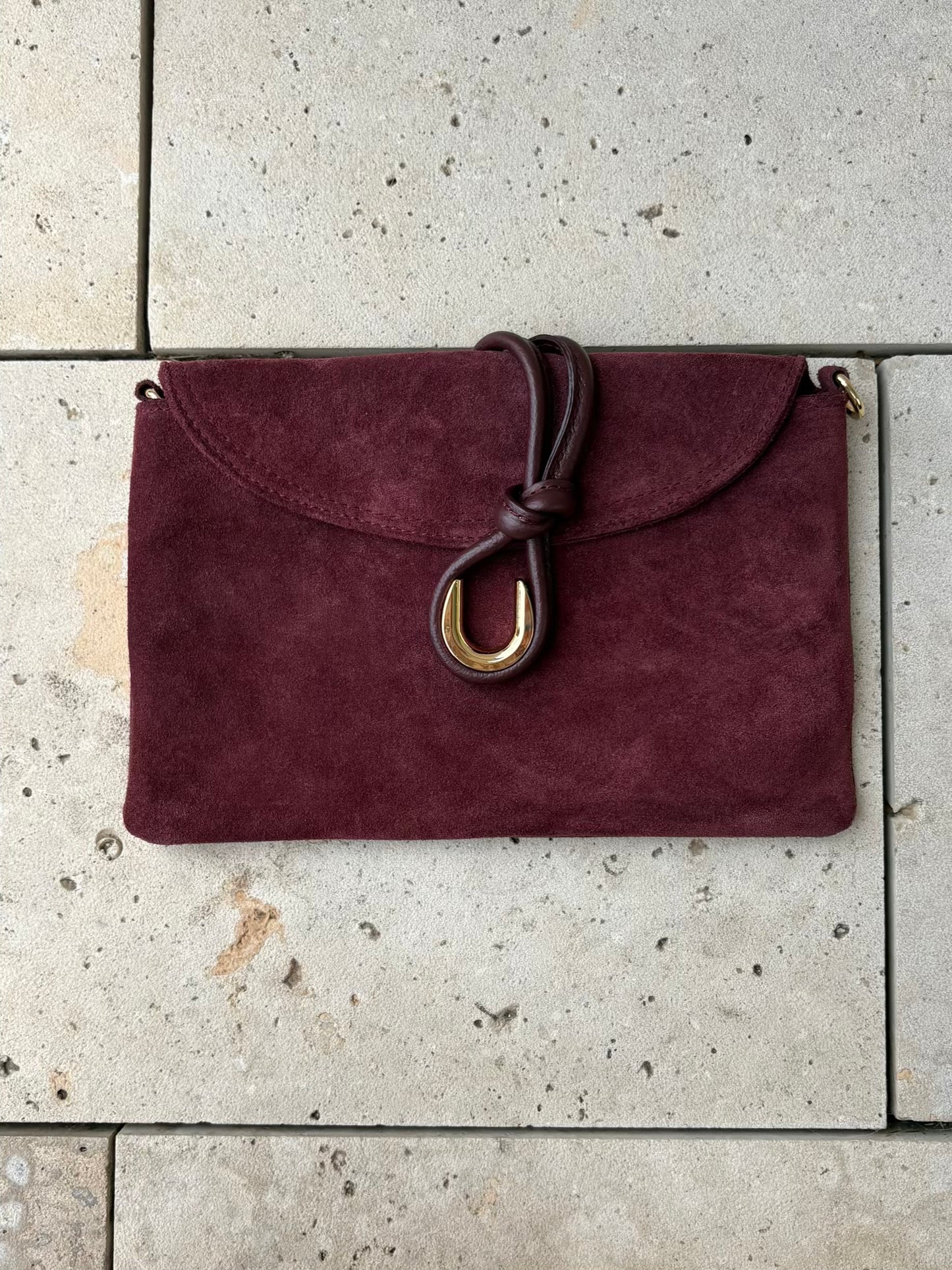 Cartera de mano piel burdeos