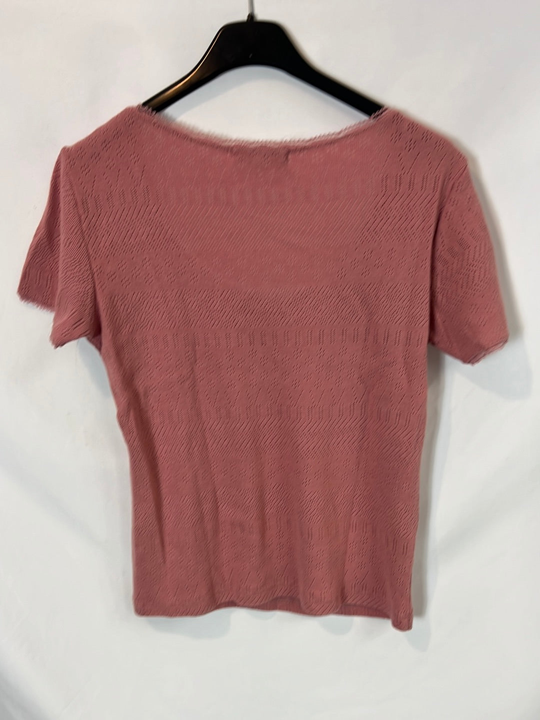 SLOWLOVE. Top rosa troquelado T.xs