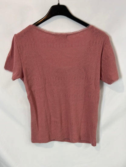 SLOWLOVE. Top rosa troquelado T.xs