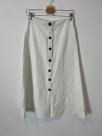 CORTEFIEL. Falda midi blanca abotonada. T S