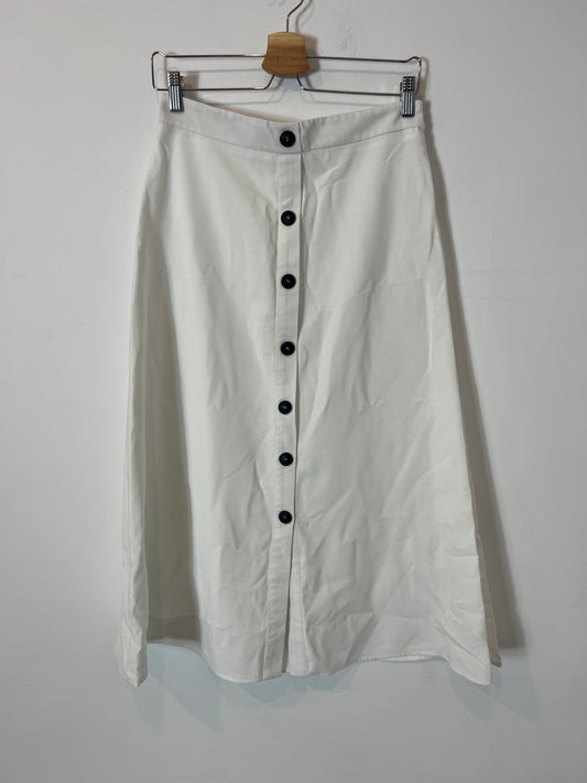 CORTEFIEL. Falda midi blanca abotonada. T S