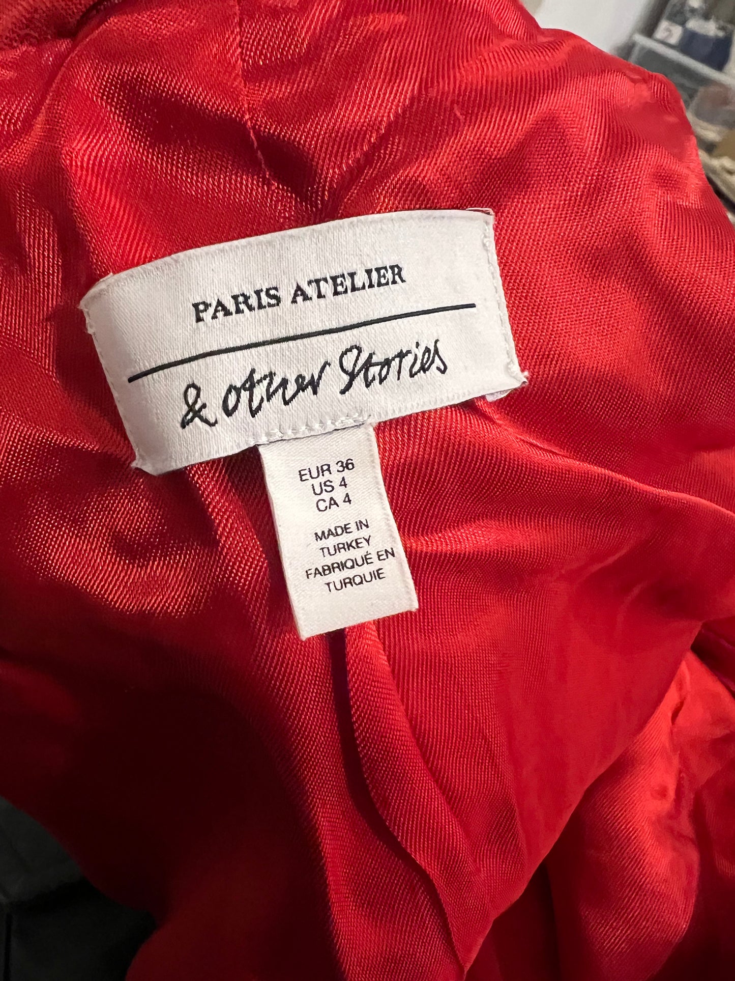 &amp;OTHER STORIES. Red double-breasted blazer with wool S 36