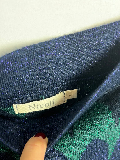 NICOLI. Falda midi punto hilos brillo. TU (xs/s)