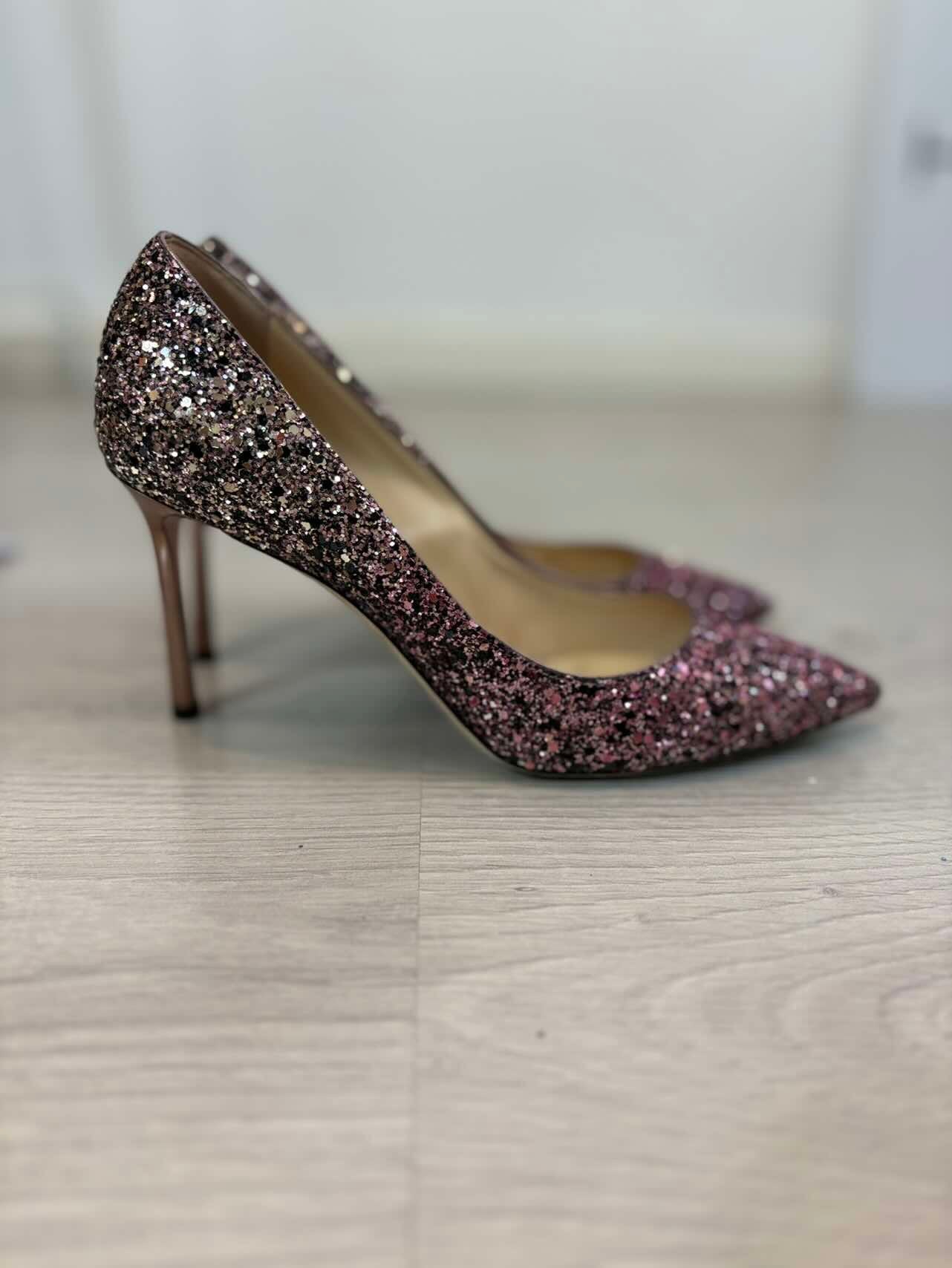 JIMMY CHOO. Salones Romy 85 glitter. T 38