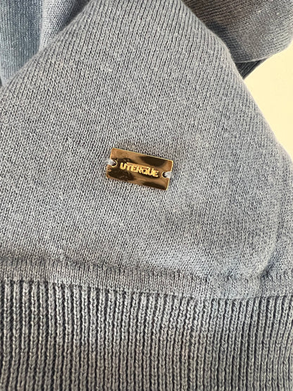 UTERQÜE. Top azul algodón y seda. T M