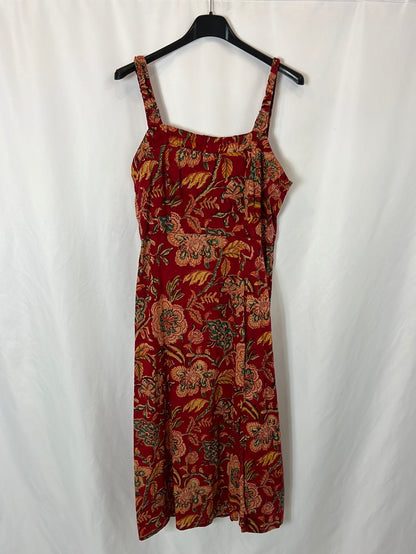 MANGALAM. Burgundy floral midi dress Ts/m