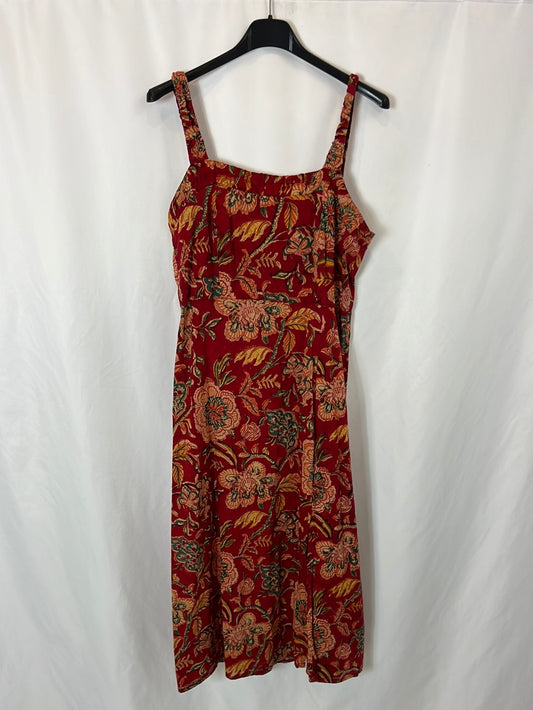 MANGALAM. Burgundy floral midi dress Ts/m
