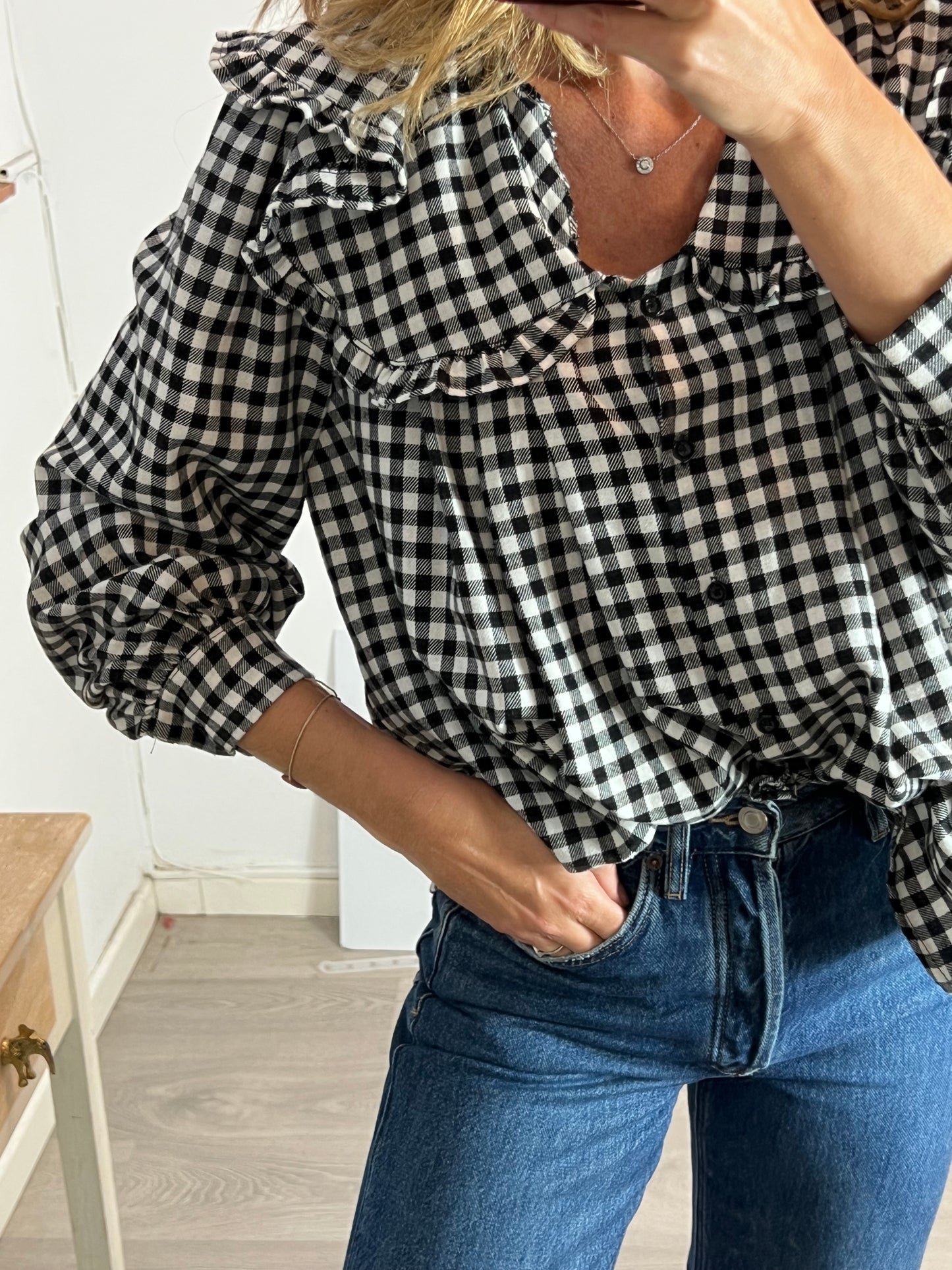 OTHERS. Checkered cotton blouse. TM/L