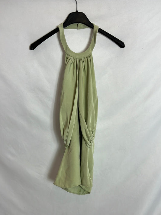OTHERS. Green satin halterneck top. TS