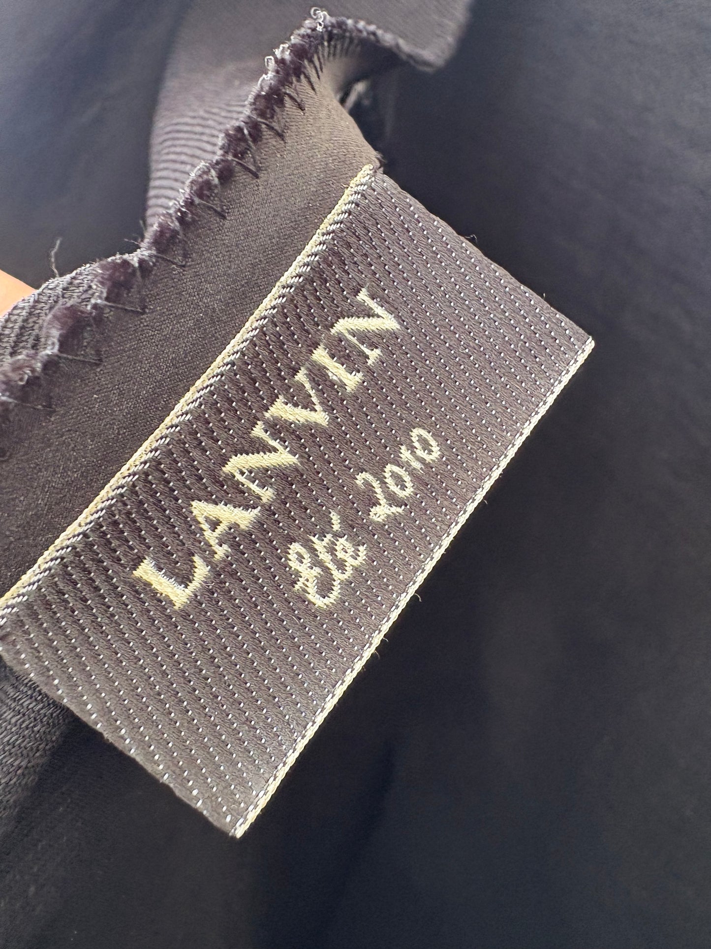LANVIN. Vestido negro fruncido T.38