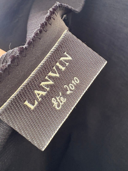 LANVIN. Vestido negro fruncido T.38