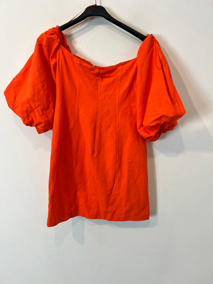 MANGO. Vestido corto mangas abullonadas