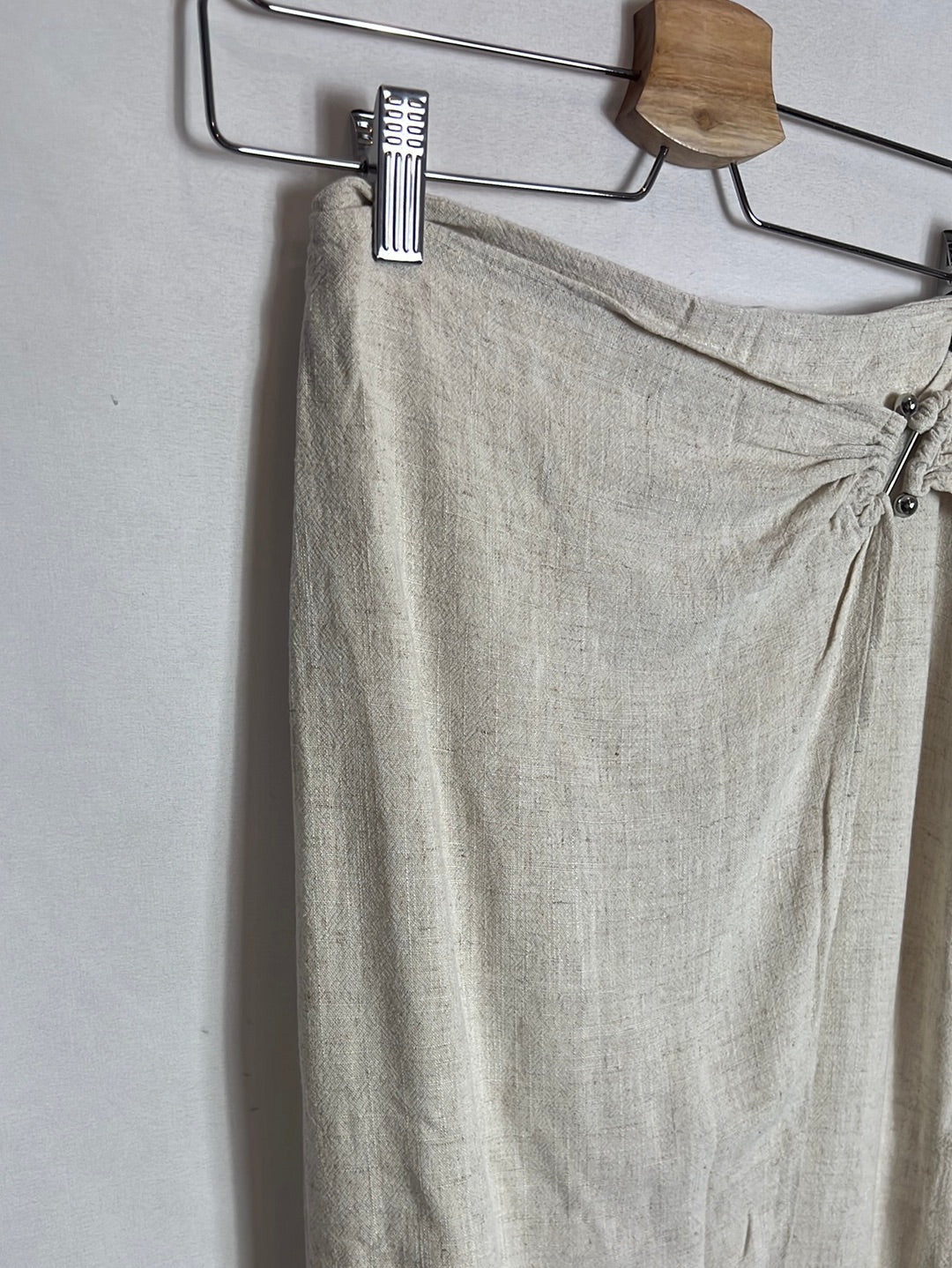 STRADIVARIUS. Marbled linen effect midi skirt. T 34