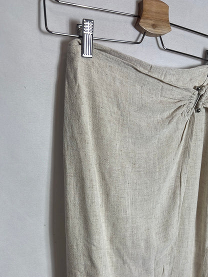 STRADIVARIUS. Marbled linen effect midi skirt. T 34