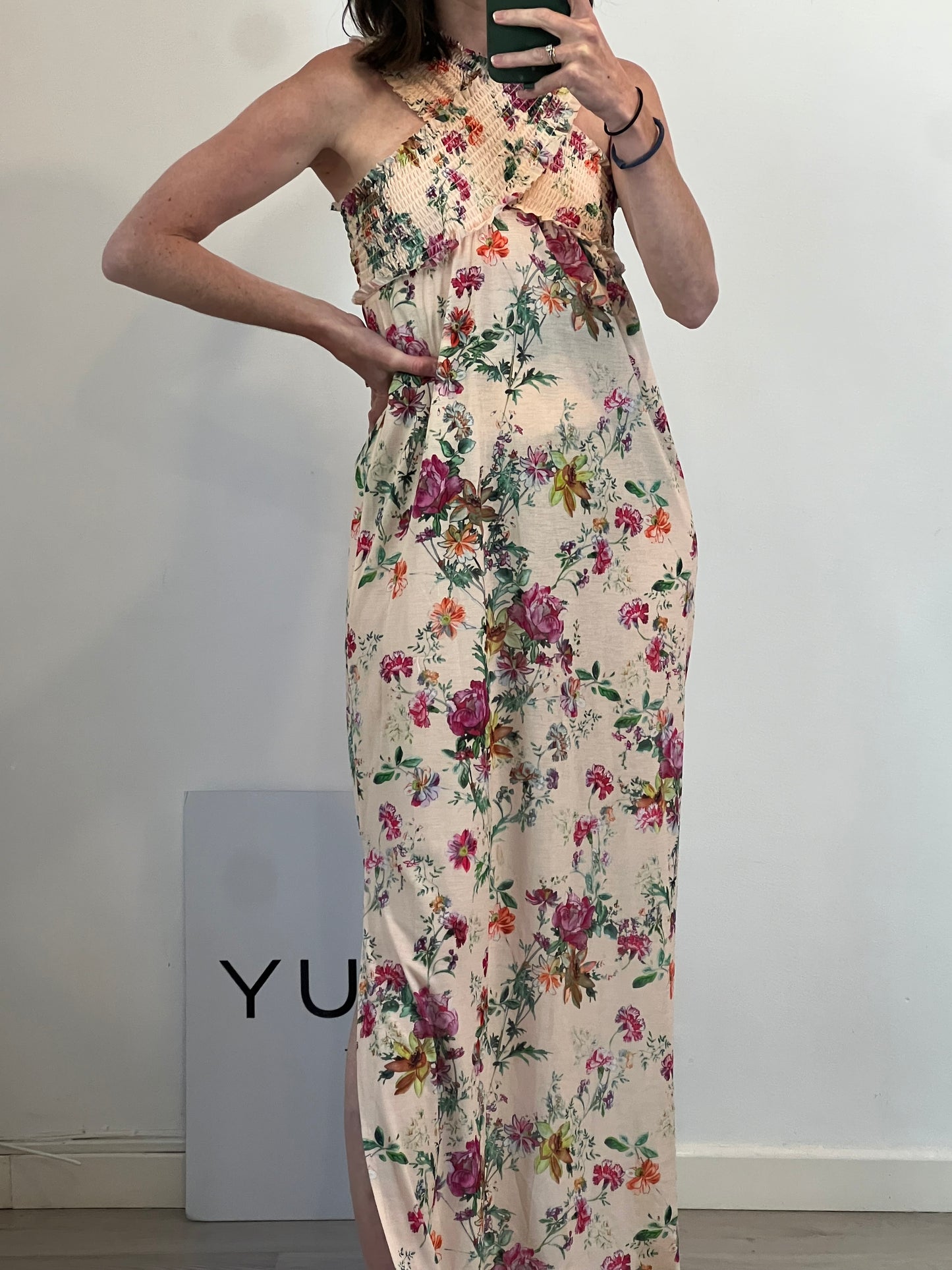 ZARA. Honeycomb neckline dress. TS