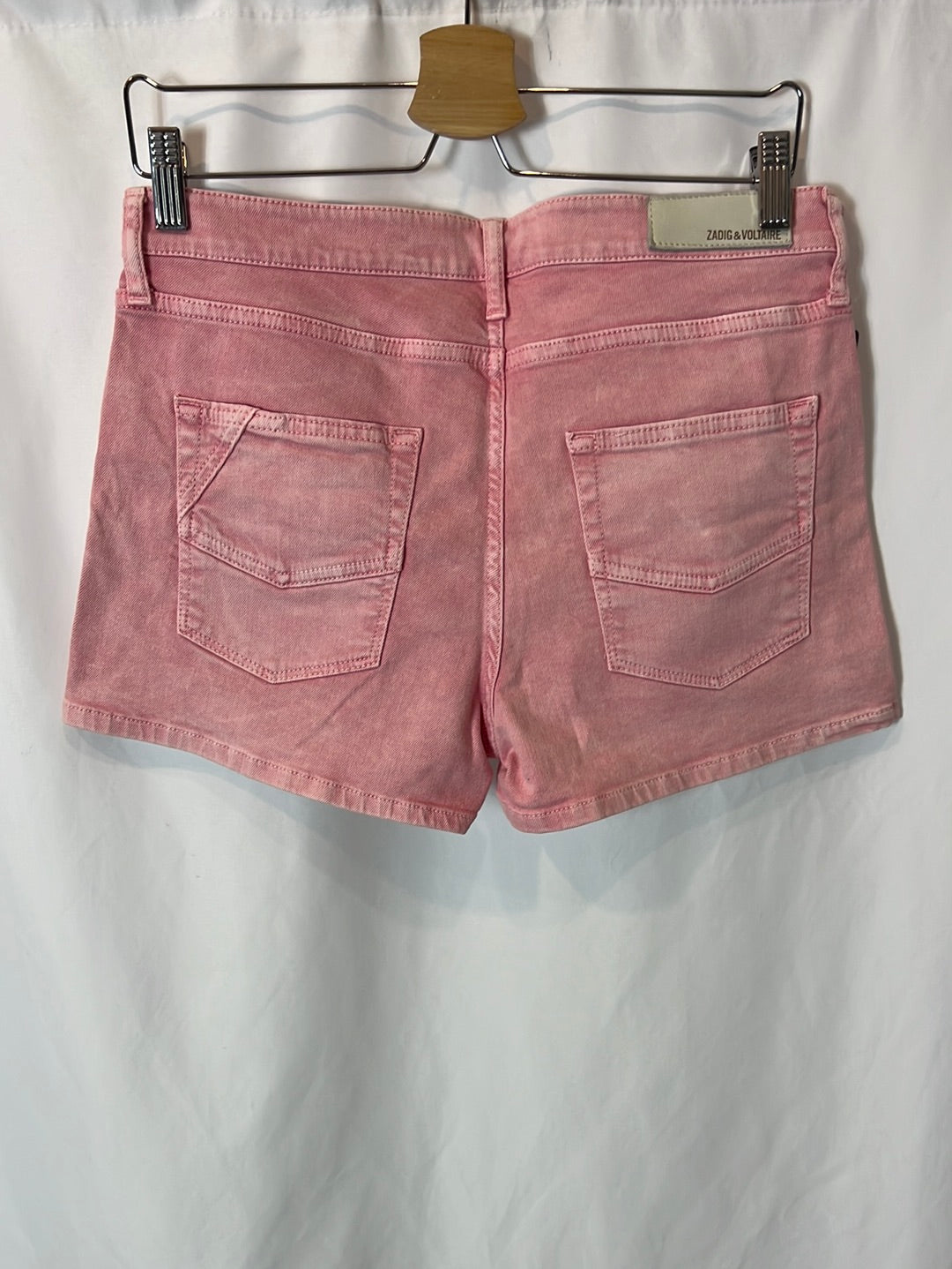ZADIG&VOLTAIRE. Denim short rosa detalle bolsillos. T 40 (s/m)