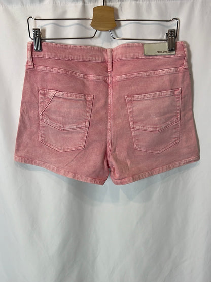 ZADIG&VOLTAIRE. Denim short rosa detalle bolsillos. T 40 (s/m)