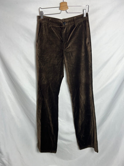 MASSIMO DUTTI. Flared brown velvet trousers. Size 38 (tare)