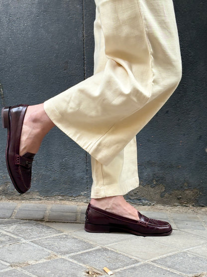 TOD´S . Mocasines piel burdeos. T 38