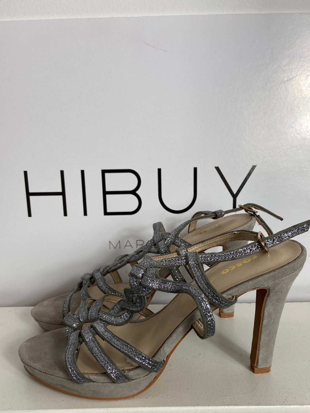 FOSCO. Grey heeled sandal size 40
